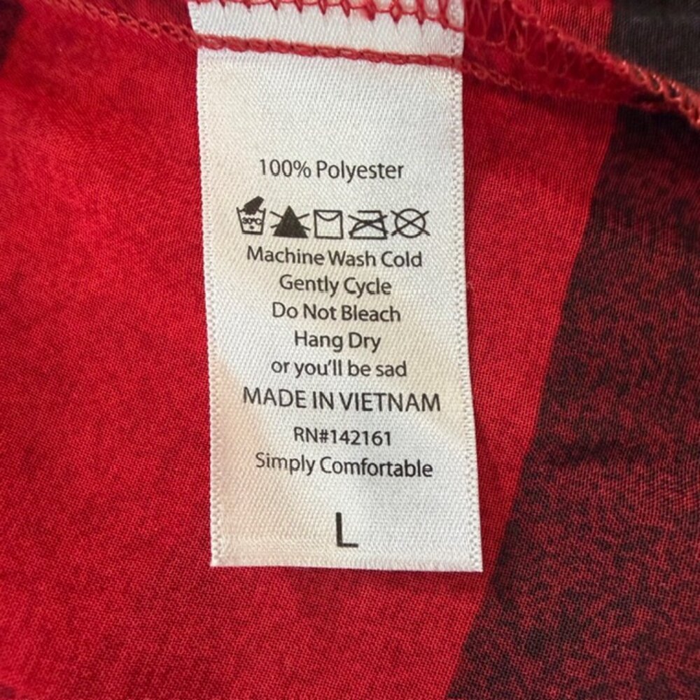 LuLaRoe Red Black Buffalo Plaid Duster Cardigan Size Large Sheer Kimono - Picture 7 of 9